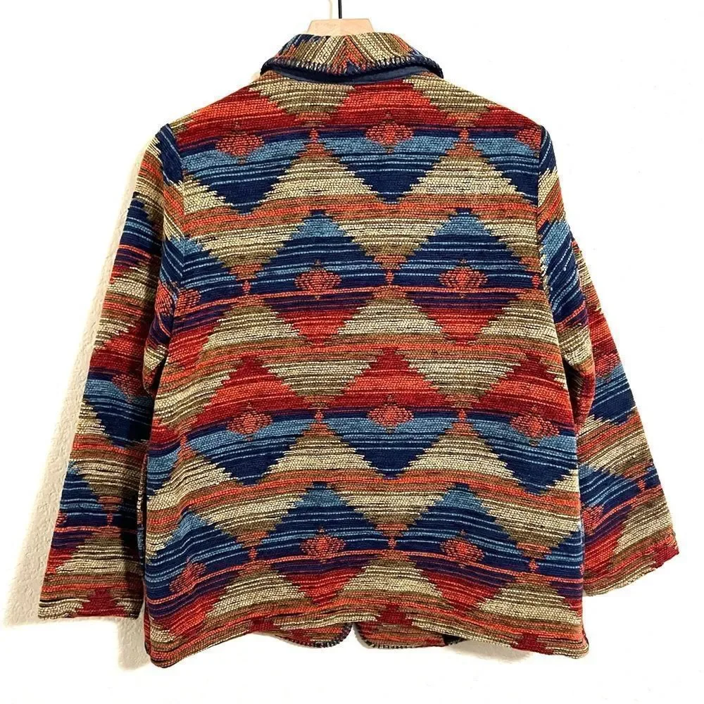 Vintage Coldwater Creek Bohemian Aztec Southwestern Blanket Jacket Size Petite S